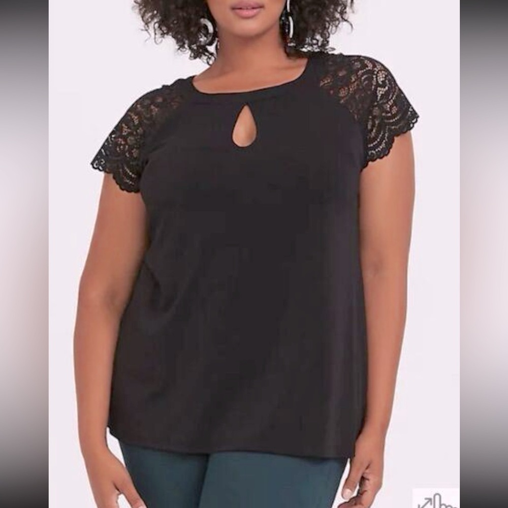 Torrid Black Cap Sleeve Cut Out Blouse